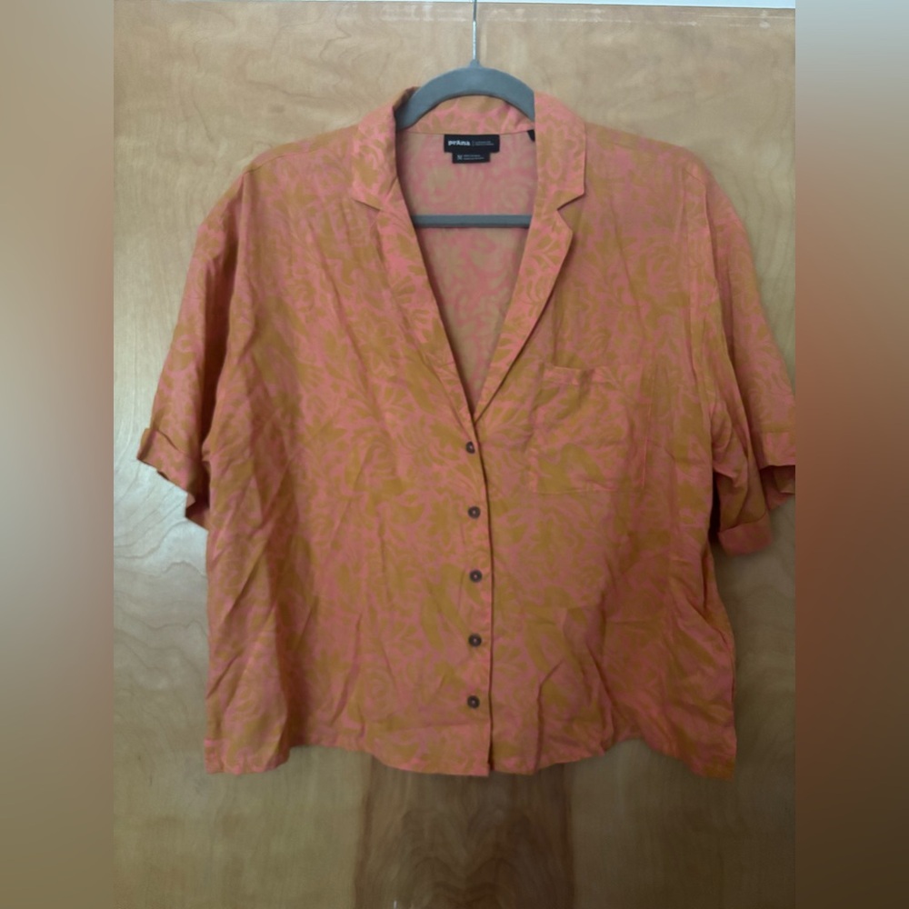 Prana Pink and Yellow Floral Shirt